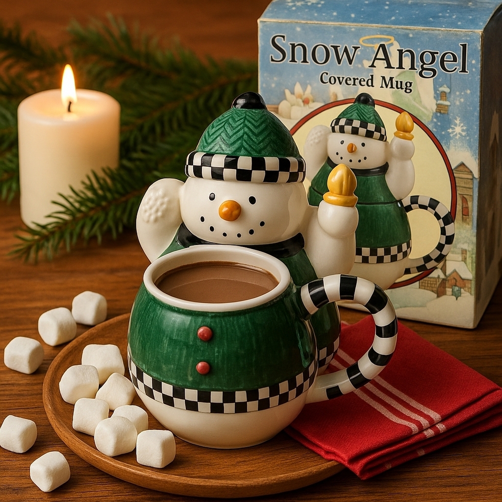 Debbie Mumm “Snow Angel” Covered Mug w/ Original Box – Boston Warehouse 2000